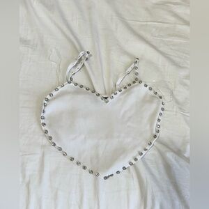 White Heart-Shaped Top with Silver Accents